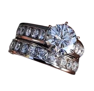 Platinum Plated Zircon Couple Rings Set