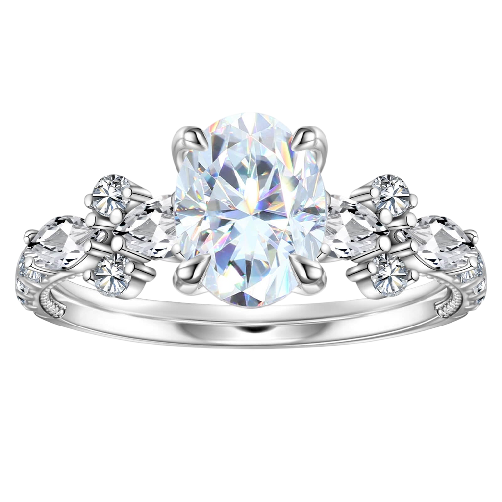 ONKAZO Moissanite Engagement Rings for Women 18K White Gold Plated Stealing Silver S925 Lab Created Diamond Anniversary Rings for Couples Wedding Bands for Her Promise Rings