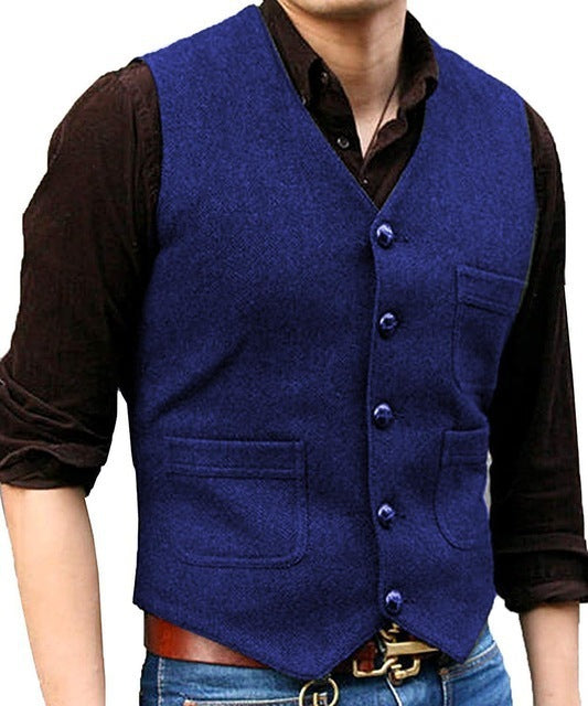 Men's Vest in Organic Cotton, Wool, and Cashmere Blend