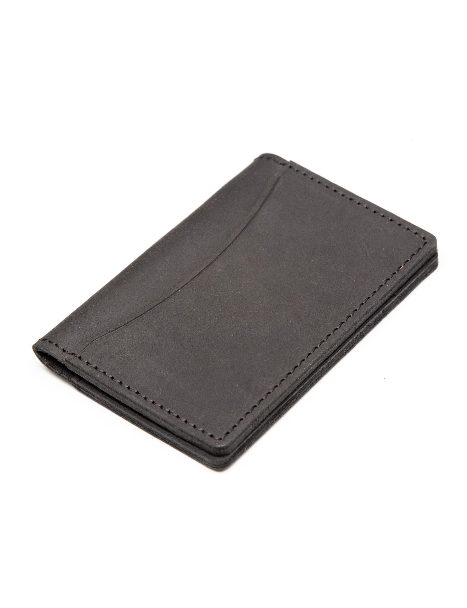 Handcrafted Genuine Leather Wallets Minimalist Cardholders and Passport Covers Handmade Gift Black Bifold Cardholder In-Out