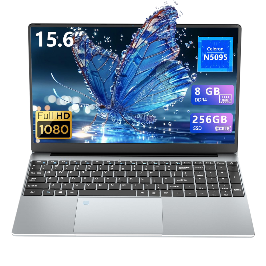 Gaming Laptop 15.6 Inch Lap top Laptops 8GB 256GB SSD N5095 Traditional Computers Notebook Computer 180 Angle Opening Fingerprint Unlock Backlit Keyboard 1920X1080 FHD IPS Netbook MINI-HDMI