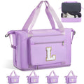 Teen Girl Gifts Trendy Stuff-Initial Duffle Bag for Travel Carry on Bag Duffel Bags GYM Weekend Overnight Bag with Shoes CompartmentHospital Bags for Women-Purple L