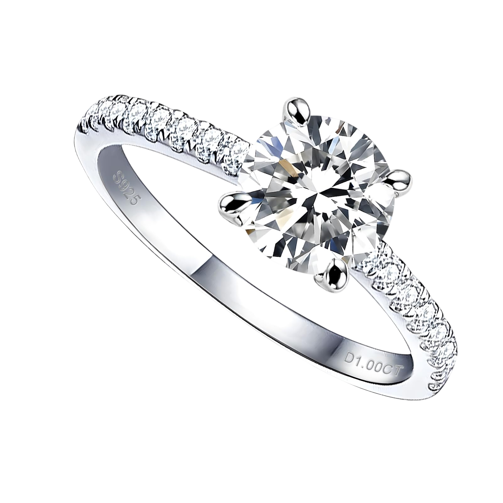 YosikCase Moissanite Rings for Women 1CT Moissanite Engagement Ring Sterling Silver Rings Size 6