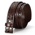 TRIWORKS Western Belt for Men without Buckle Cowboy Leather Belt Country Belt 1.5”Embossed Leather Belt Strap