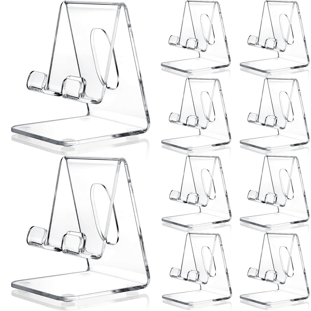 Suzile 10 Pcs Acrylic Cell Phone Stand Portable Clear Phone Holder Transparent Acrylic Phone Stand for Smartphone Accessories Office Desk