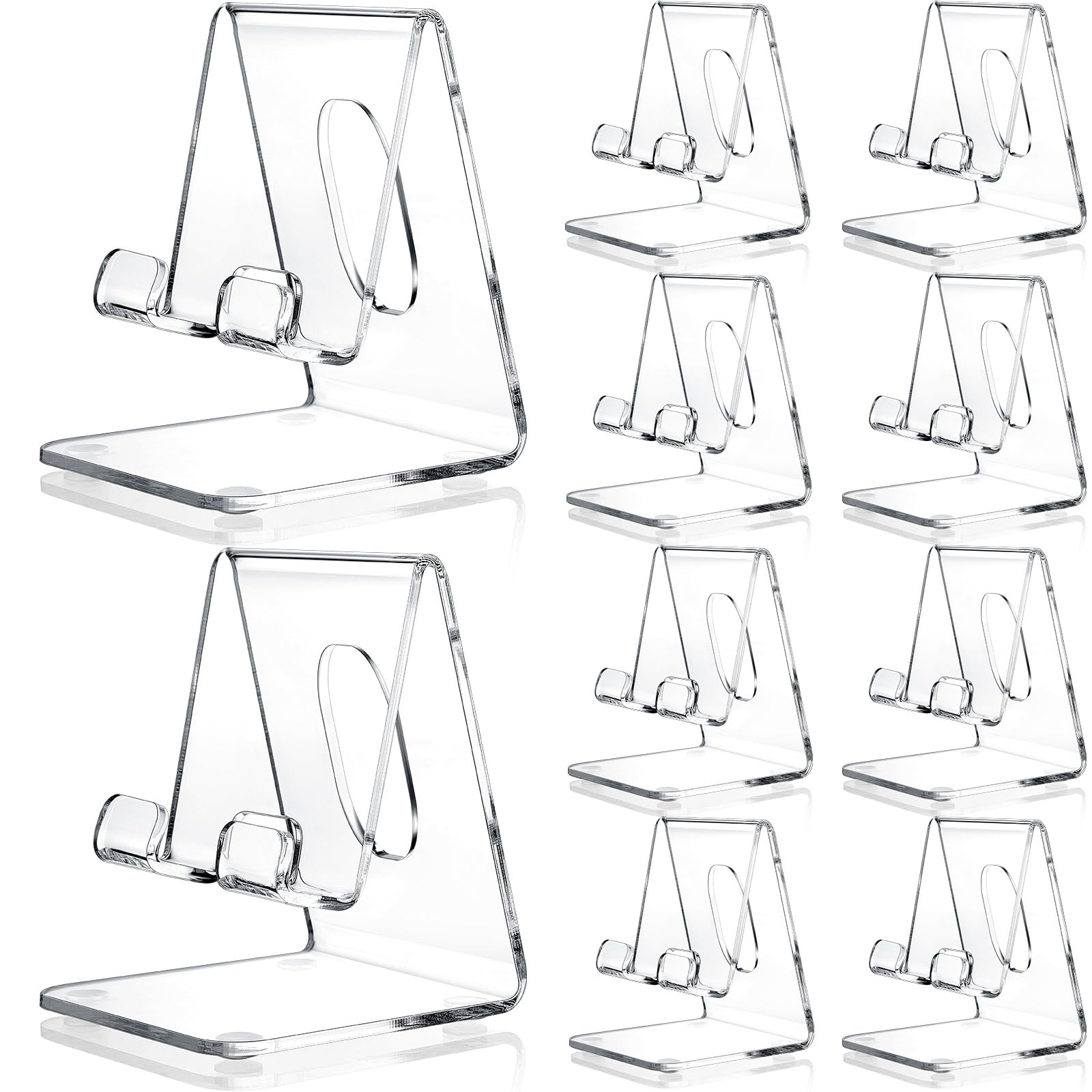 Suzile 10 Pcs Acrylic Cell Phone Stand Portable Clear Phone Holder Transparent Acrylic Phone Stand for Smartphone Accessories Office Desk