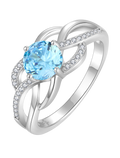YL Celtic Knot Rings 925 Sterling Silver Twisted Ring Created Aquamarine Infinity Statement Rings for Women-size5