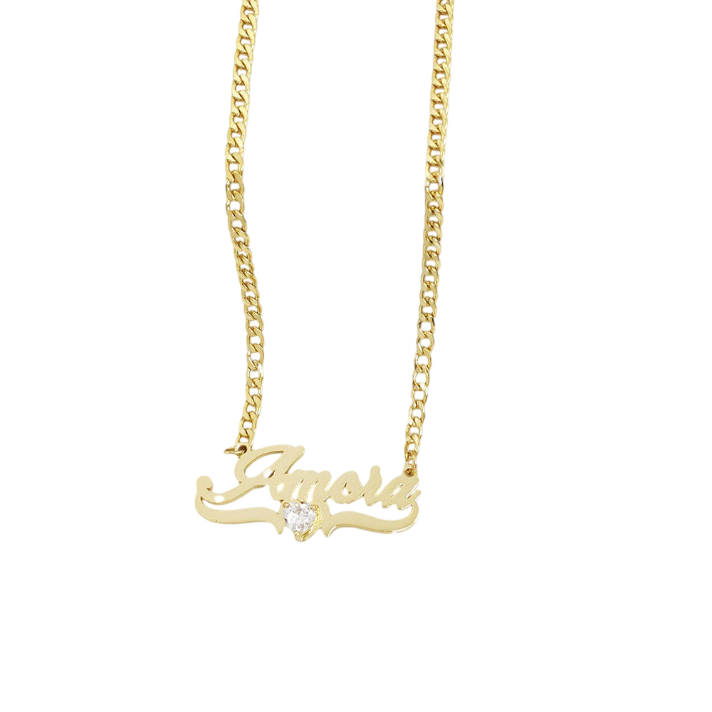 Personalized DIY Name Necklace with Heart Birthstone