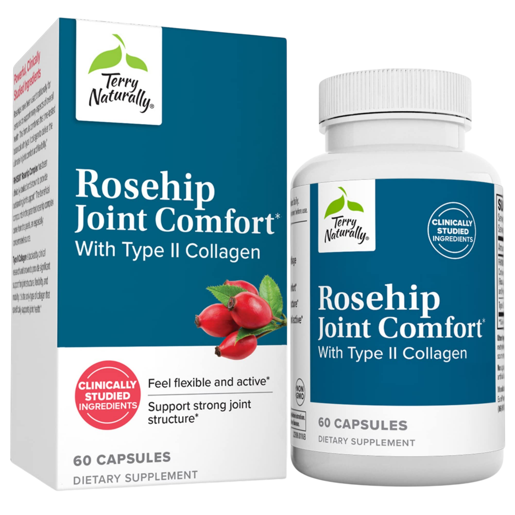 Terry Naturally Rosehip Joint Comfort Healthy Joint Mobility Flexibility Support Supplement Supplement With Type Ii Collagen Joint Structure Cartilage Supplement 60 Capsules