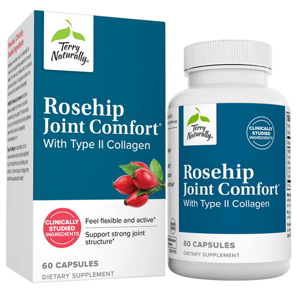 Terry Naturally Rosehip Joint Comfort - Healthy Joint Mobility & Flexibility Support Supplement - Supplement with Type II Collagen - Joint Structure & Cartilage Supplement - 60 Capsules
