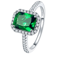 Yaresul 3.6ct 8x6mm Created Green Simulated Emerald Rings 925 Sterling Silver Engagement Ring for Women May Birthstone Rings Paved Cubic Zirconia Wedding Rings Size 9.5