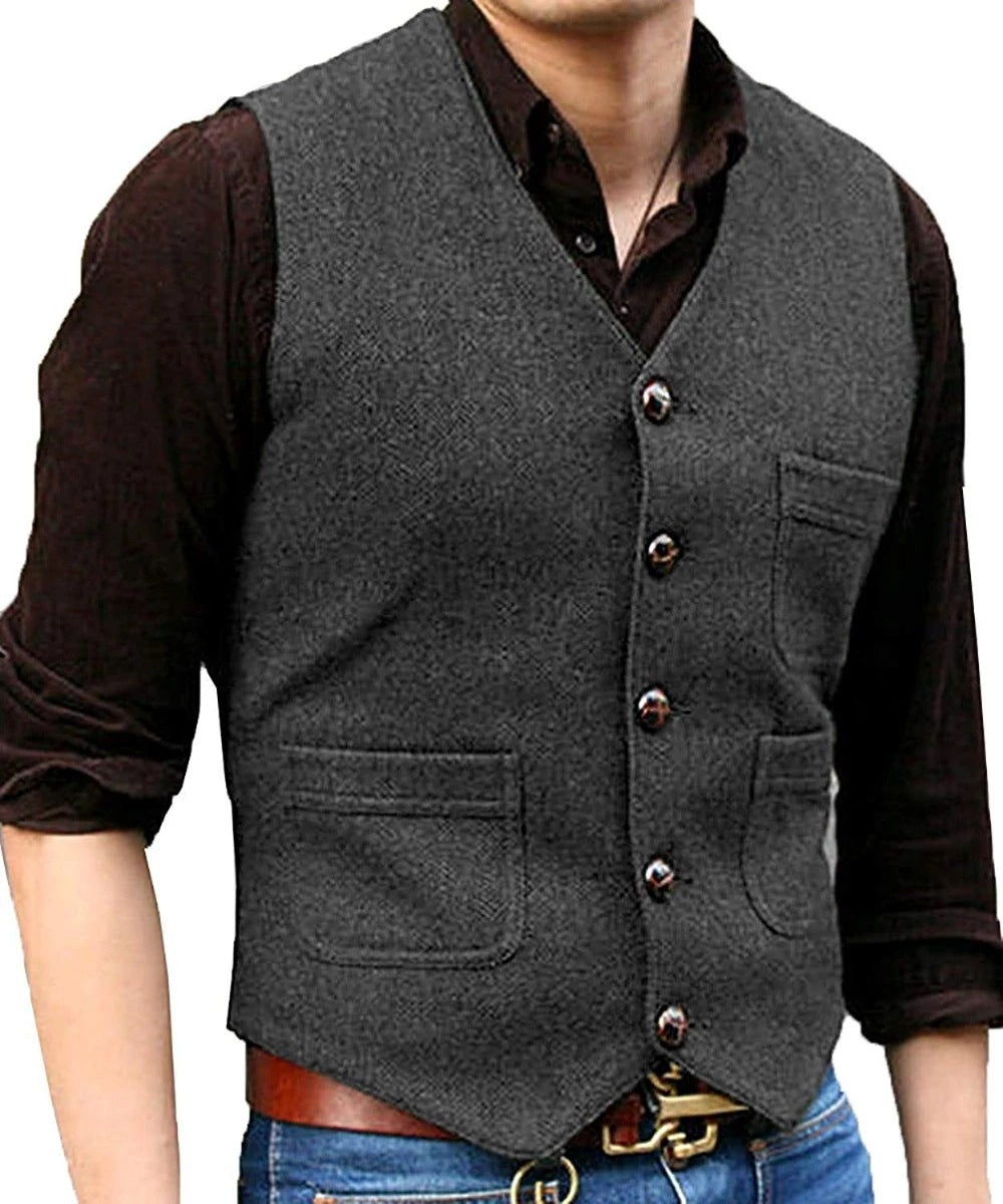 Men's Vest in Organic Cotton, Wool, and Cashmere Blend