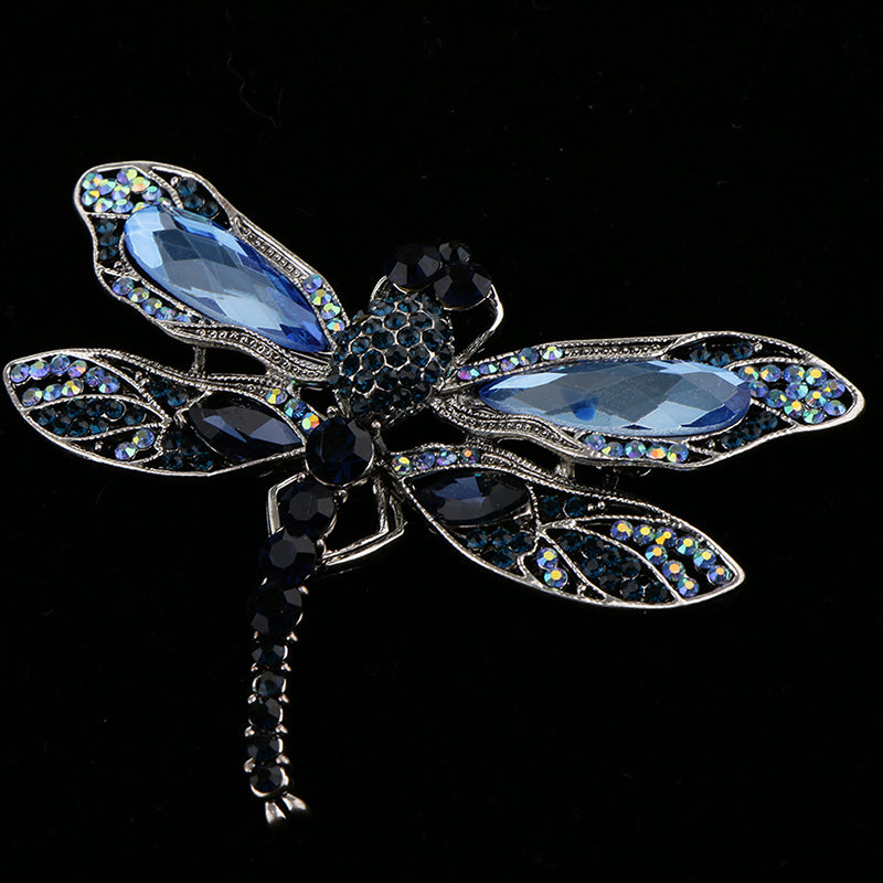 Vintage Blue Dragonfly and Diamond Brooch for Scarves