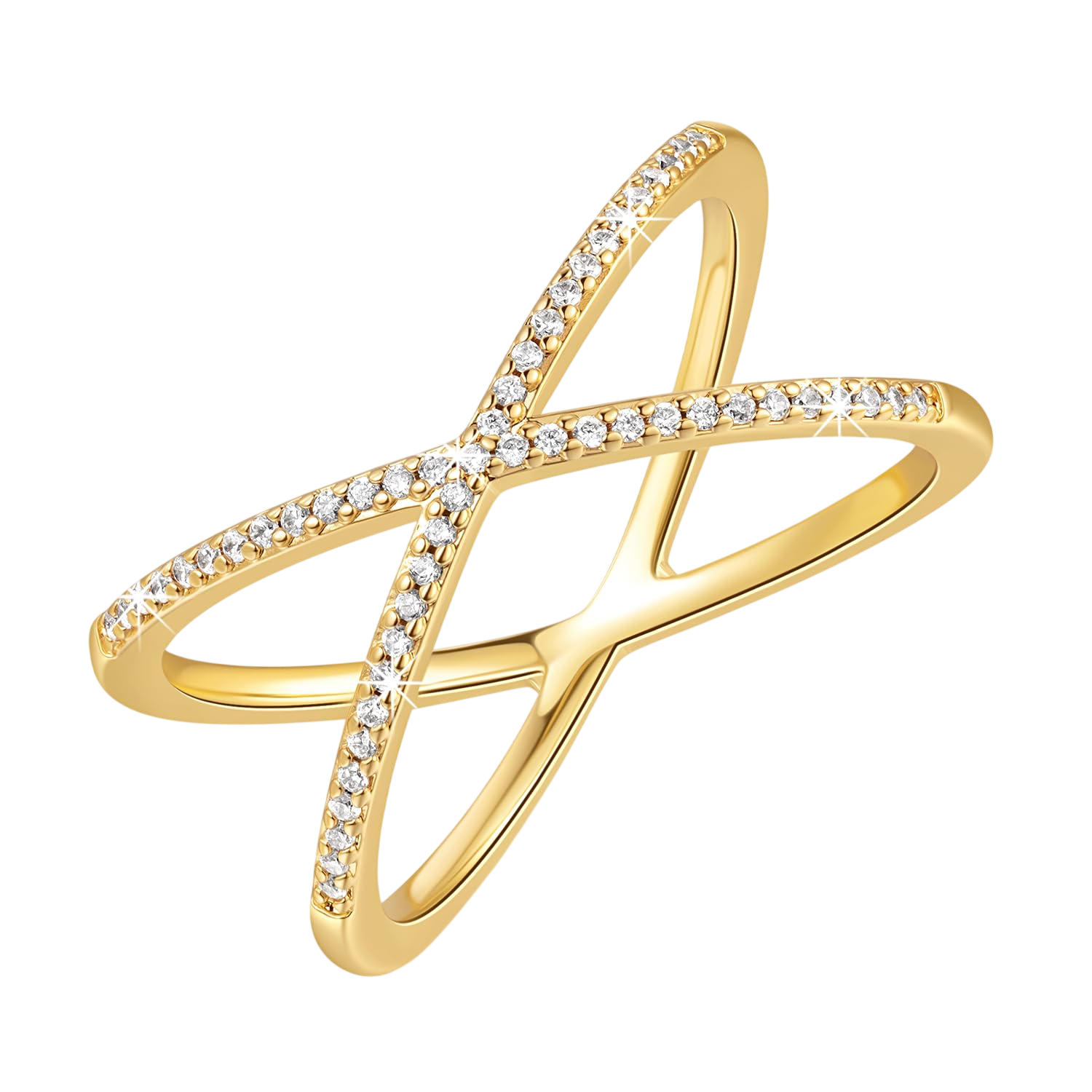 SunDins 14K Gold Rings for Women Gold Cubic Zirconia Rings X Rings Criss Cross Rings Gold Women’s Rings Jewelry Non Tarnish Gold Rings 56789 (9)