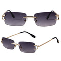 SDINM Rimless Sunglasses for Men Women Fashion Small Narrow Rectangle Sun Glasses Shades 90s Eyewear