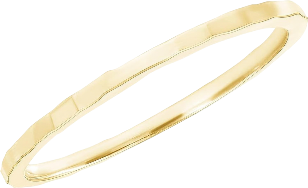 Dainty Solid Gold Rings for Women - 1mm Ridged Gold Stacking Rings Jewelry - Simple Thin Dainty Rings Available in 4 – 12 Ring Sizes - Non Tarnish Gold Rings with 3 Gold Colors Made In USA