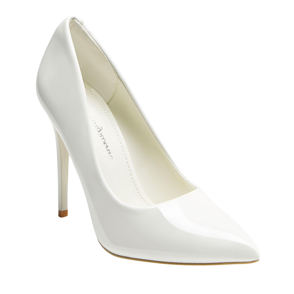Hingswink Womens White High Heels 4 Inch Closed Pointed Toe Pumps Stiletto Heels For Women Dress Sexy Wedding Pumps White7 5