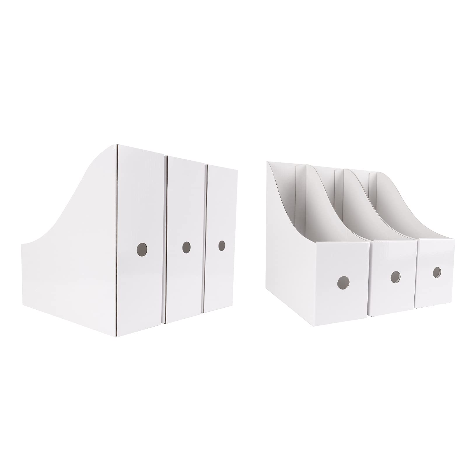 Limitliho Magazine Holde ( White 6 Pack) Magazine File Holder for Home Office Desk 10.6 H×10.2 L ×3.5W Magazine Storage Box