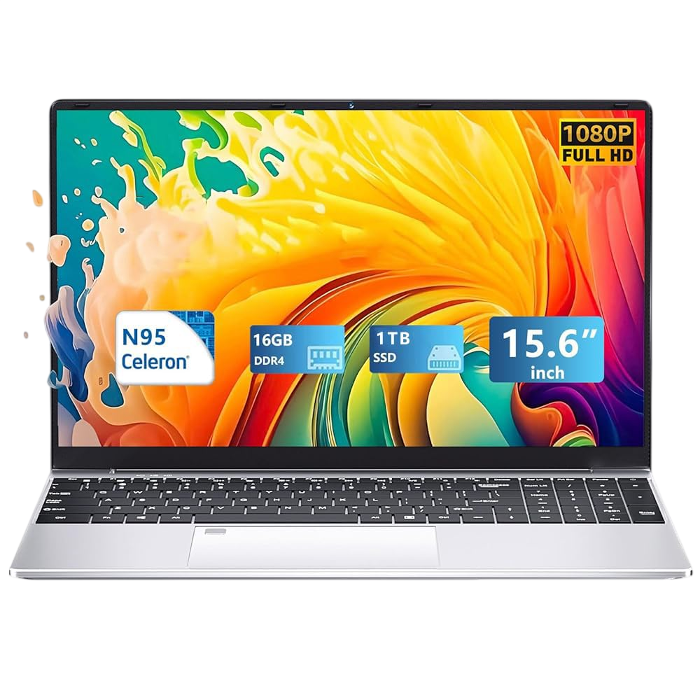 15.6Inch Gaming Laptop Laptops N95 (Up to 3.4GHz) Processor Lap top 16GB Notebook Computer 1TB SSD Traditional Computers FHD IPS 180 Angle Opening Backlit Keyboard Fingerprint Unlock Netbook