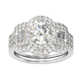 Jeulia 2 Carat Engagement Halo Rings for Women Sterling Silver Round Cut Bridal Set Cubic Zirconia Wedding Diamond Band Rings Promise Anniversary Rings for Her (Silver 10)