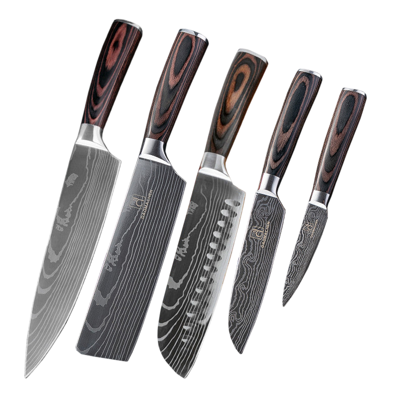 Damascus Style Kitchen Knife Set