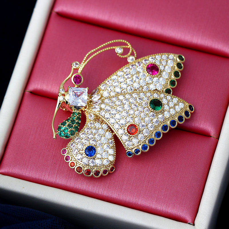 Colorful Butterfly Zircon Brooch for Jackets & Scarves