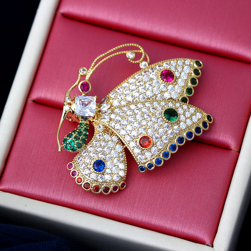 Colorful Butterfly Zircon Brooch for Jackets & Scarves