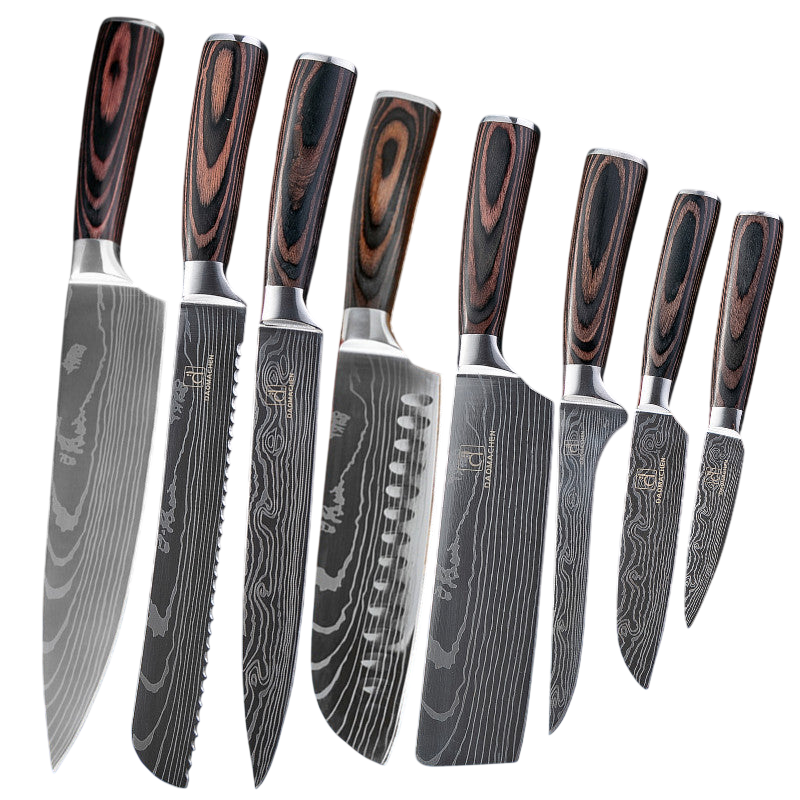 Damascus Style Kitchen Knife Set