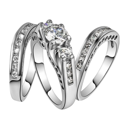 Couple Engagement Rings With Zirconia Stones