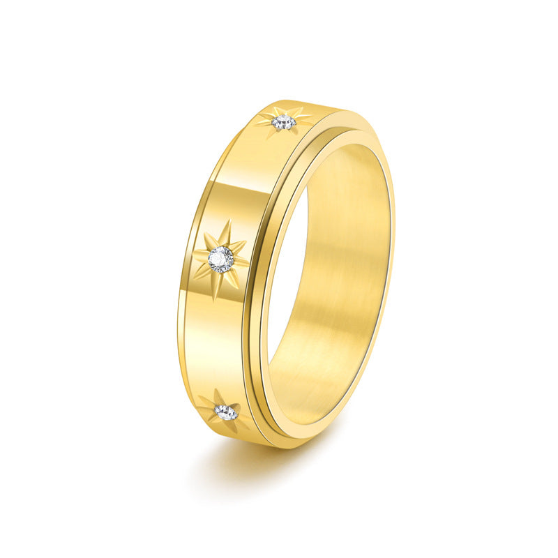 Rotatable Stainless Steel Couple Engagement Ring