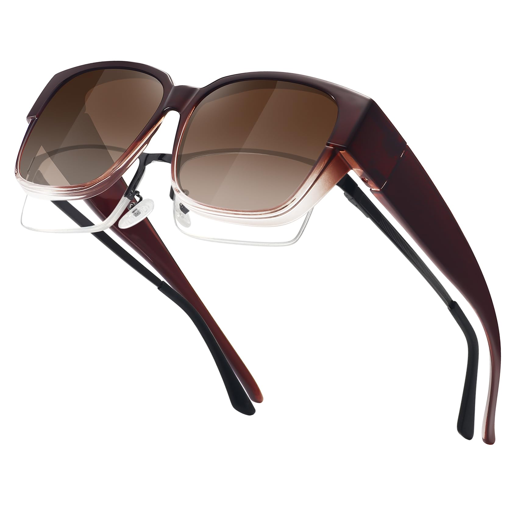 MEETSUN Oversized Fit Over Glasses Sunglasses for Women Men Trendy Polarized UV Protection Sun Glasses for Driving Brown Gradient