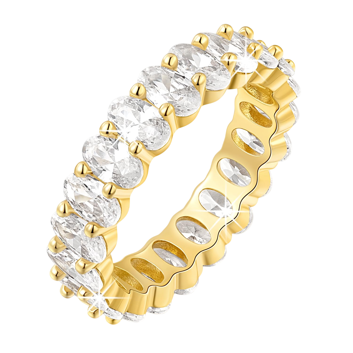 MIA MOUNE 14K Gold Rings Oval Cubic Zirconia Eternity Rings Dainty Gold Rings for Women Stackable Rings 56789