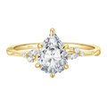 EAMTI 2CT 925 Sterling Silver Engagement Rings Pear Cut Gold Wedding Teardrop Bridal Rings Halo Cubic Zirconia Promise Rings for Women Size 7.5
