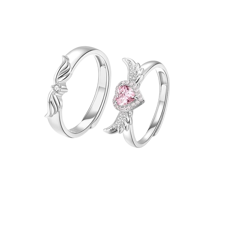 Sterling Silver Angel Wings Couple Rings