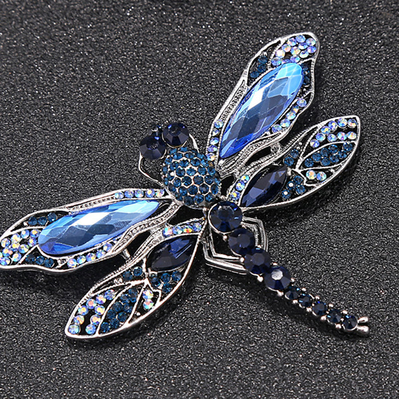 Vintage Blue Dragonfly and Diamond Brooch for Scarves