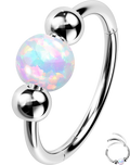 OUFER 20G Nose Rings Hoop Opal Nose Rings For Women 316L Surgical Steel Nose Piercing Jewelry Clicker Septum Rings Nose Hoops Cartilage Helix Piercing Jewelry-8mm