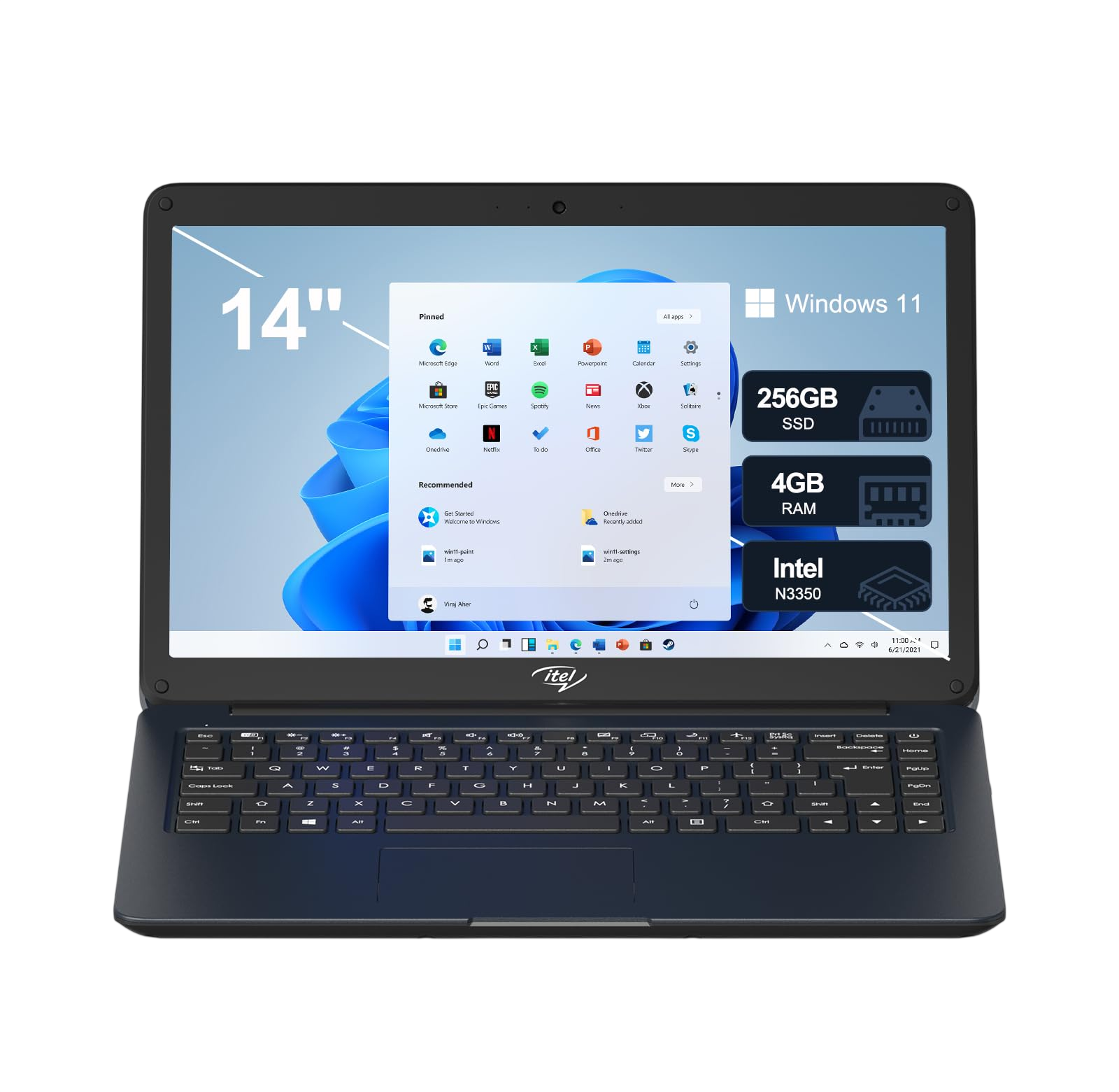 LETSUNG 14 Laptop Computer Dual-Core Intel Celeron N3350 Processors 4GB RAM 256GB SSD Windows 11 Laptops Computers Ultra Slim Long Battery Life 2.4G/5G WiFi BT 4.2 HDMI