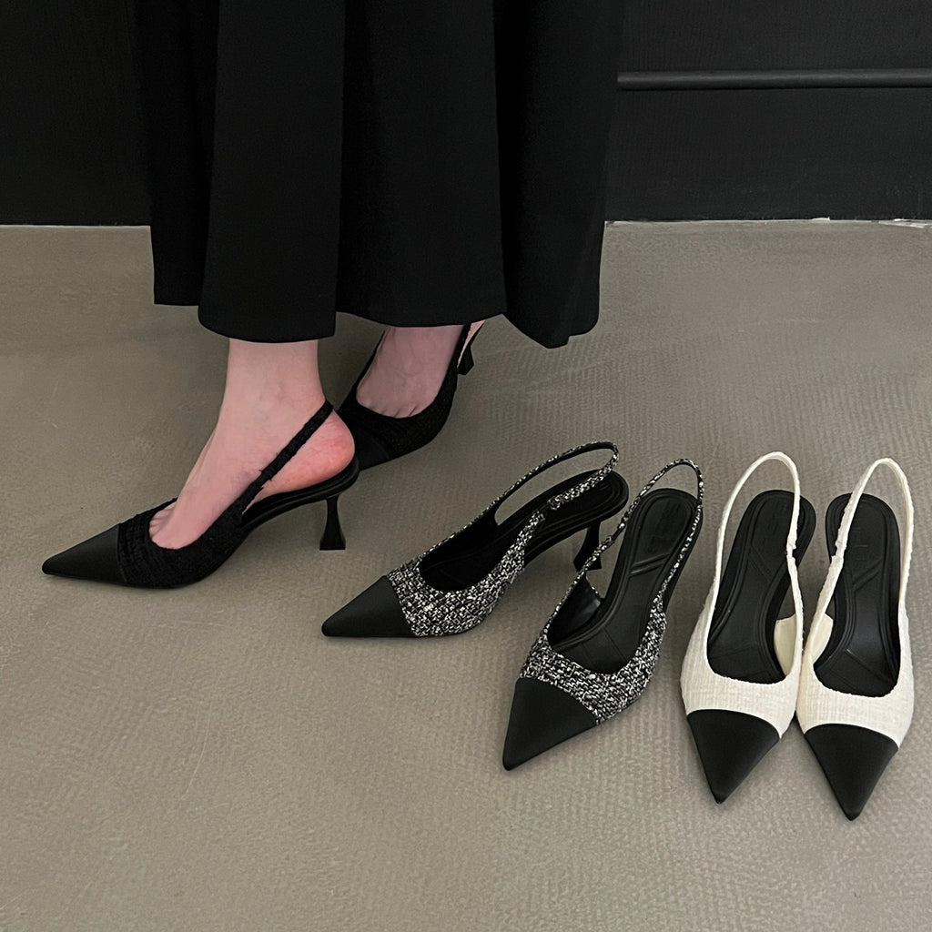 Women's Real Leather Slingback Square Toe Pumps