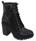 Soda Women Chunky High Heel Combat Army Military Riding Ankle Boots Lace Up Booties Malia S Black 7 5