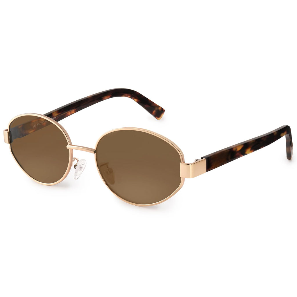 FURTALK Retro Oval Sunglasses Womens UV400 Protection Sun Glasses Plastic Frame Sunnies Shades FT8219 (Brown/Tortoise)