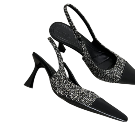 Womens Real Leather Slingback Square Toe Pumps