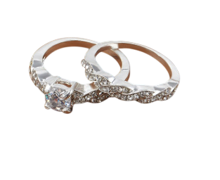 Stylish Couple's Zirconia Engagement Rings Set