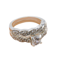 Stylish Couple's Zirconia Engagement Rings Set