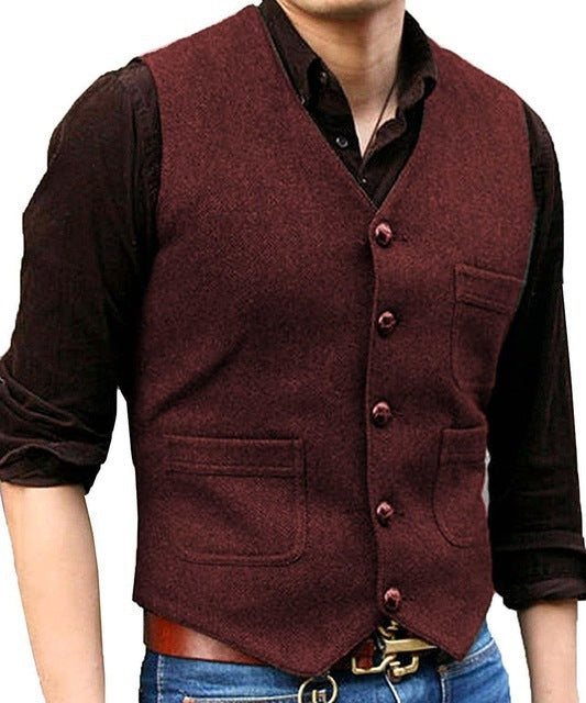 Men's Vest in Organic Cotton, Wool, and Cashmere Blend
