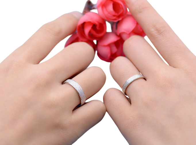 Couple Rings with Matte Finish Bands