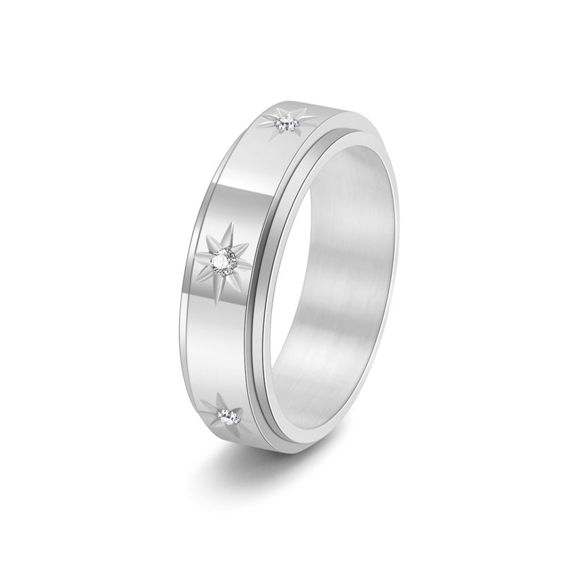 Rotatable Stainless Steel Couple Engagement Ring