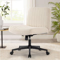 Armless Office Chair, Linen Wide Seat Home Office Chair, Cute Computer Chair With Swing Backrest