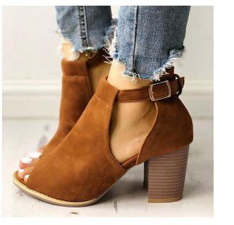 Fish Mouth Super High Heel Thick Heel Sandals for Women