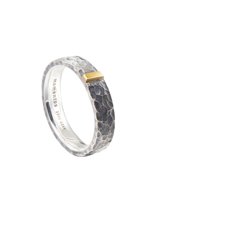 Vintage Stone Pattern Hammered Couple Rings