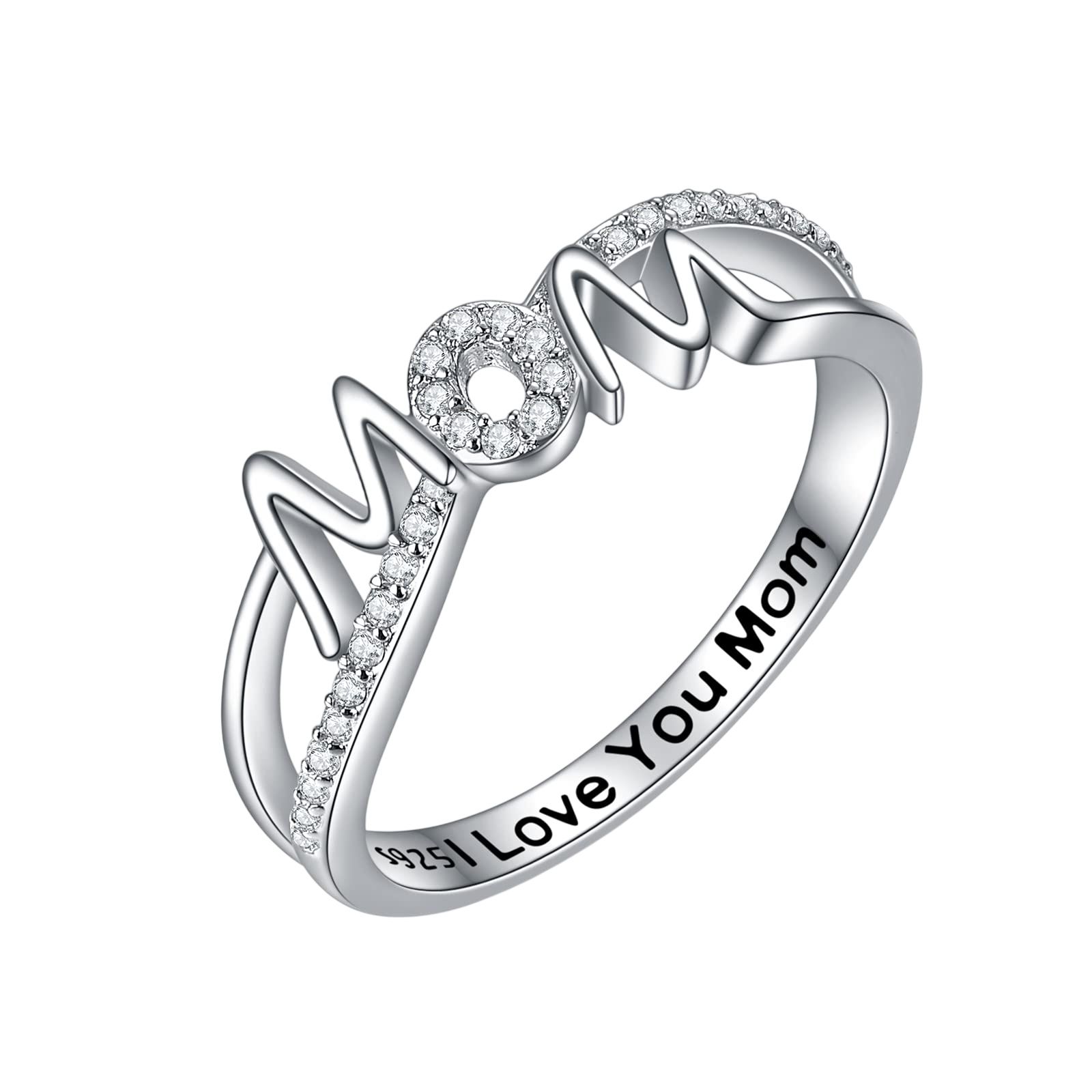 YFN Mom Rings 925 Sterling Silver Mom Rings Mothers Ring Women Jewelry Gifts for Mum